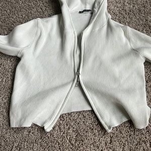 White brandy Melville duo zipper jacket